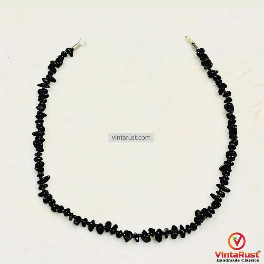 Handmade Black Stone Beaded Necklace