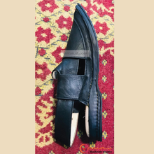 Load image into Gallery viewer, Handmade Soft Black Leather Peshawari Men&#39;s Chappal
