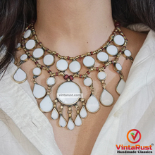 Load image into Gallery viewer, Vintage Tribal White Stone Bib Necklace
