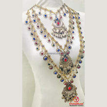 Load image into Gallery viewer, Long Layered Tribal Necklace with Coins &amp; Stones
