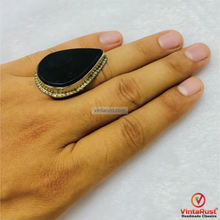 Load image into Gallery viewer, Black Onyx Stone Ring: Unisex Adjustable Rings For Gift
