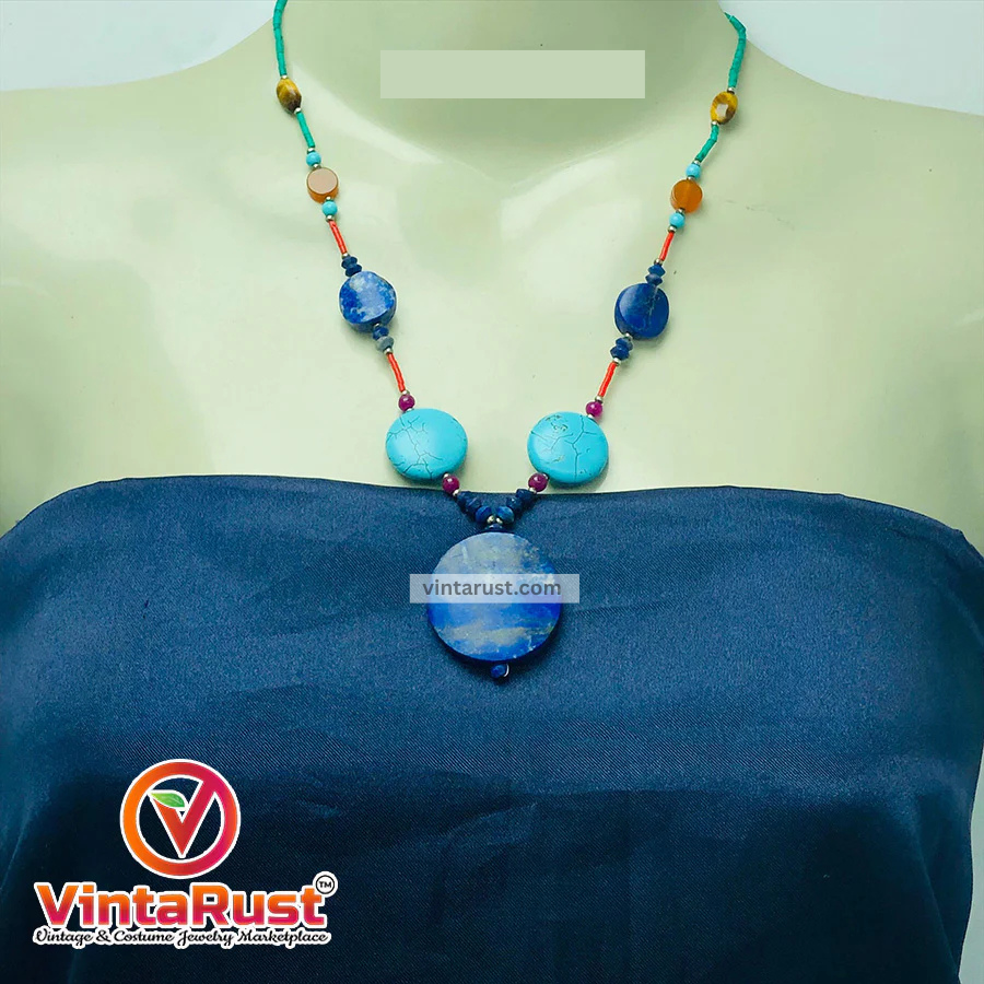 Multi Stones Beaded Vintage Necklace
