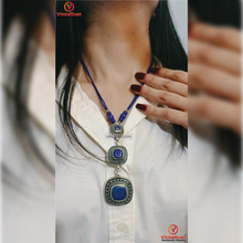 Load image into Gallery viewer, Lapis Lazuli Triple Stone Pendants Necklace
