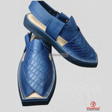 Load image into Gallery viewer, Traditional Leather Blue Sandals For Men
