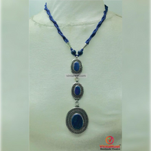 Load image into Gallery viewer, Lapis Lazuli Necklace with Triple Pendants
