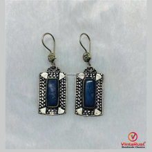 Load image into Gallery viewer, Boho Chic Lapis Lazuli Drop Earrings
