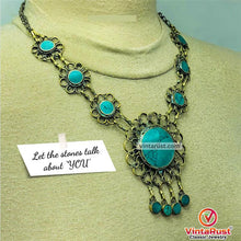 Load image into Gallery viewer, Handmade Boho Tribal Stone Pendant Necklace
