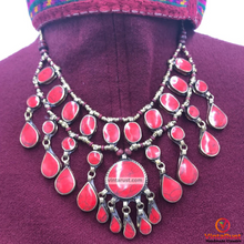 Load image into Gallery viewer, Tribal Multilayers Red Stone Necklace
