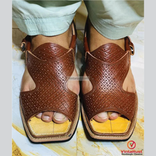 Load image into Gallery viewer, Traditional Handmade Peshawari Chappal: Brown Leather Ethnic Shoes
