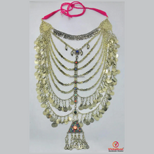 Load image into Gallery viewer, Handmade Kuchi Bib Necklace: Afghan Silver Tribal Jewelry
