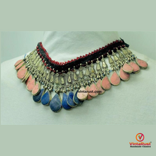 Load image into Gallery viewer, Handmade Coral and Lapis Stone Choker Necklace
