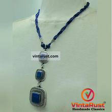 Load image into Gallery viewer, Lapis Lazuli Triple Stone Pendants Necklace
