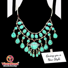 Load image into Gallery viewer, Vintage Tribal Stone Bib Necklace
