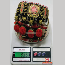 Load image into Gallery viewer, Bohemian Red Coral Stone Kuchi Necklace: Tribal Gypsy Belly Dance Choker
