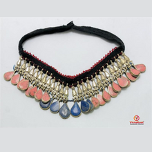 Load image into Gallery viewer, Handmade Coral and Lapis Stone Choker Necklace

