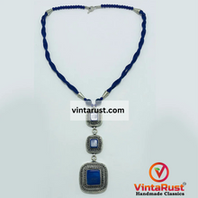 Load image into Gallery viewer, Lapis Lazuli Triple Stone Pendants Necklace
