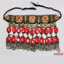 Load image into Gallery viewer, Bohemian Red Coral Stone Kuchi Necklace: Tribal Gypsy Belly Dance Choker
