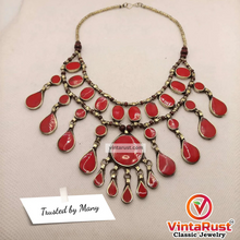 Load image into Gallery viewer, Vintage Tribal Stone Bib Necklace
