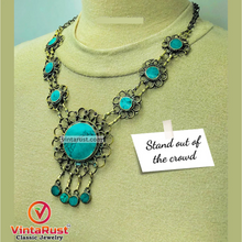 Load image into Gallery viewer, Handmade Boho Tribal Stone Pendant Necklace
