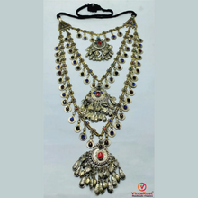 Load image into Gallery viewer, Long Layered Tribal Necklace with Coins &amp; Stones
