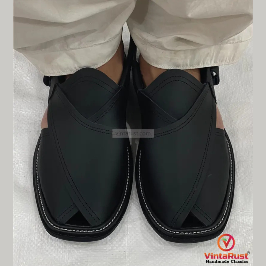 Luxury Genuine Leather Peshawari Sandals: Handmade Ethnic Shoes for Men