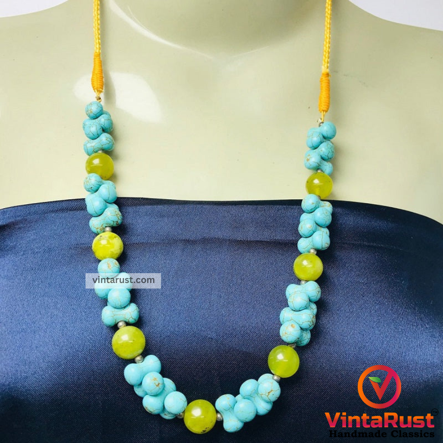 Turquoise Stone Beaded Necklace