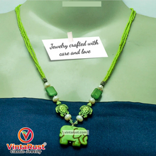 Load image into Gallery viewer, Beaded Multilayer Necklace with Elephant Shape Pendant
