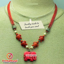 Load image into Gallery viewer, Beaded Multilayer Necklace with Elephant Shape Pendant
