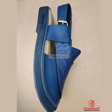 Load image into Gallery viewer, Traditional Leather Blue Sandals For Men
