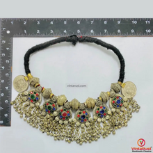 Load image into Gallery viewer, Multicolor Gypsy Tribal Choker with Dangles &amp; Chains
