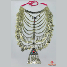 Load image into Gallery viewer, Handmade Kuchi Bib Necklace: Afghan Silver Tribal Jewelry
