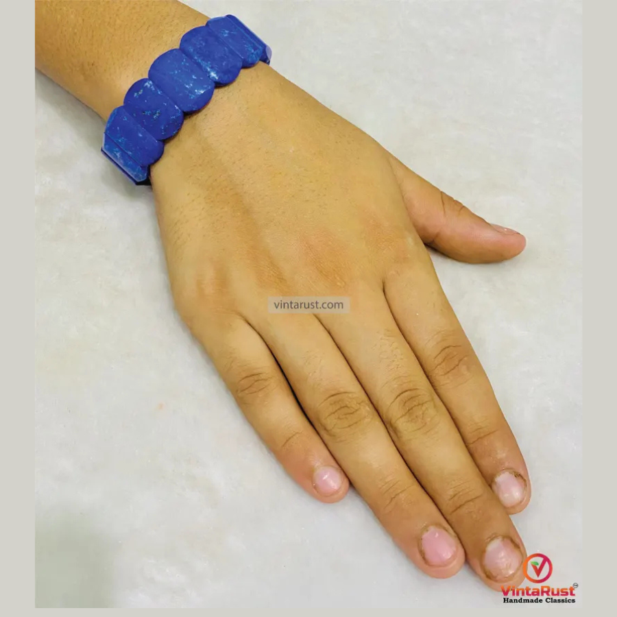Handmade Beaded Lapis Lazuli Statement Bracelet