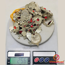 Load image into Gallery viewer, Multilayers Coins Necklace With Red Glass Stone
