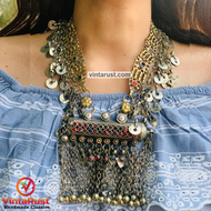 Gypsy Big Pendant Necklace With Dangling Tassels