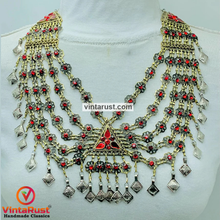 Load image into Gallery viewer, Charming Vintage Red Glass Stones Bib Necklace
