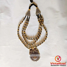 Load image into Gallery viewer, Silver and Golden Beaded Chain Pendant Necklace
