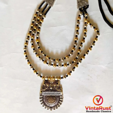Load image into Gallery viewer, Silver and Golden Beaded Chain Pendant Necklace
