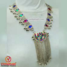 Load image into Gallery viewer, Vintage Silver Pendant Necklace With Long Bells

