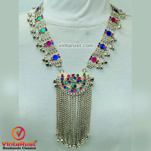 Load image into Gallery viewer, Vintage Silver Pendant Necklace With Long Bells
