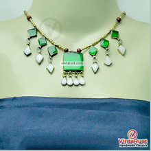 Load image into Gallery viewer, Green and White Stone Necklace
