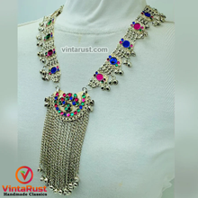 Load image into Gallery viewer, Vintage Silver Pendant Necklace With Long Bells
