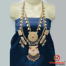 Load image into Gallery viewer, Vintage Amulet Pendant Kuchi Bib Necklace
