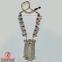 Load image into Gallery viewer, Vintage Silver Pendant Necklace With Long Bells
