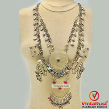 Load image into Gallery viewer, Vintage Amulet Pendant Kuchi Bib Necklace
