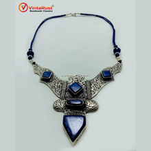 Load image into Gallery viewer, Lapis Lazuli Nepalese Triangular Pendant Necklace
