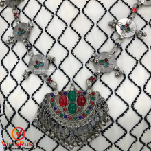 Load image into Gallery viewer, Antique Pendant Necklace With Silver Beads
