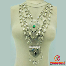 Load image into Gallery viewer, Vintage Bib Necklace With Two Layers Pendants and Leaf Style Tassels
