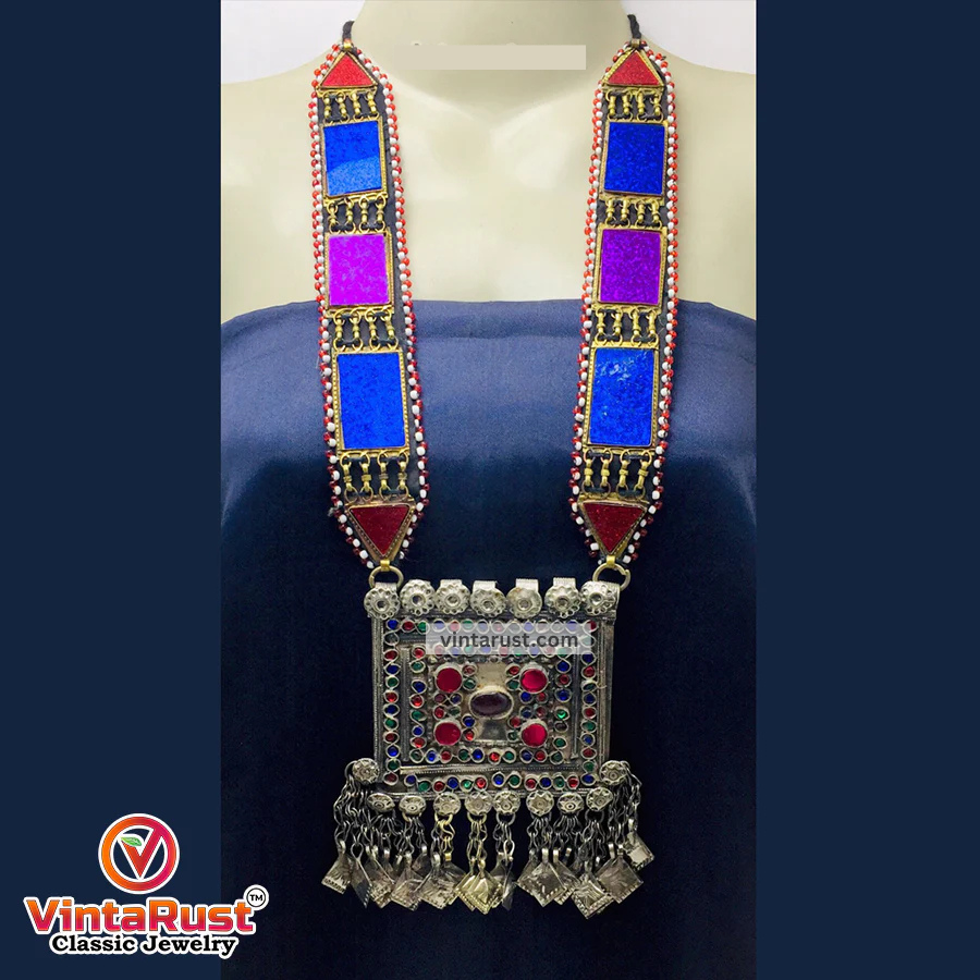 Handmade Tribal Multicolor Pendant Necklace