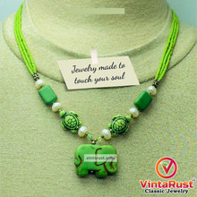 Load image into Gallery viewer, Beaded Multilayer Necklace with Elephant Shape Pendant
