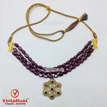 Load image into Gallery viewer, Handmade Stone Beaded Vintage Choker Necklace
